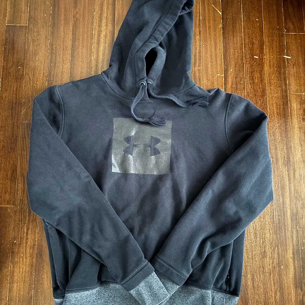 Under Armour Black and Gray Pullover Hoodie with Logo